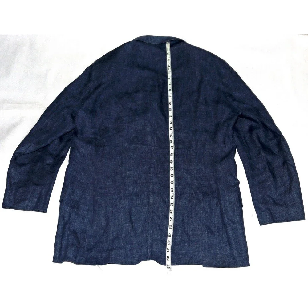 Faconnable‎ Men's 100% Linen Chambray Denim Blazer Sport Coat Jacket Size XL